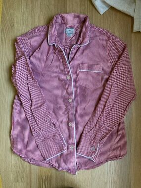 Petite Plume Red Minu Gingham Holiday Flannel Pajama Top